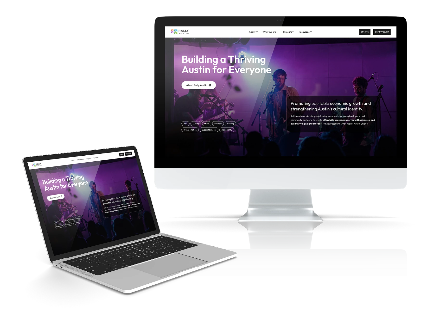 Website mockup on desktop and laptop to show full responsive design
